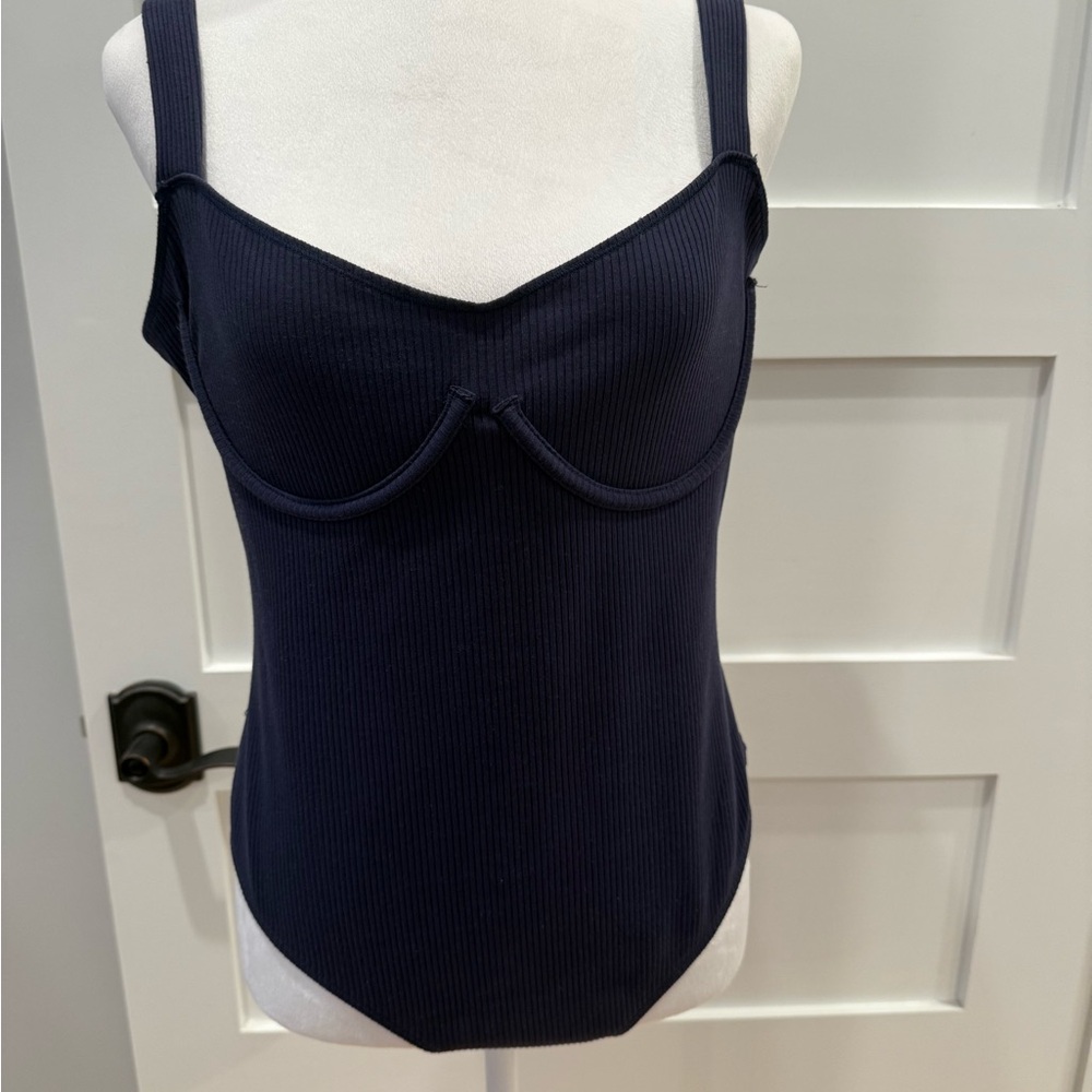 Free People Deep Blue Ribbed Top
